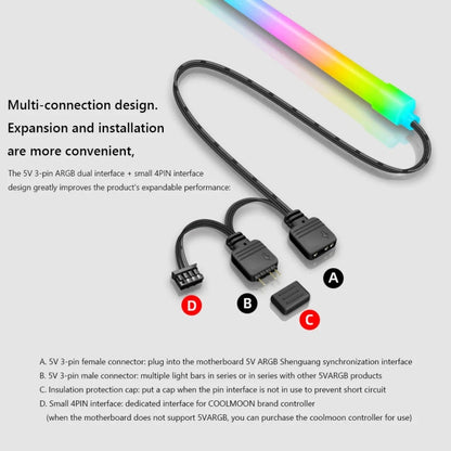 COOLMOON Y360 Round Tube Multi-interface ARGB Chassis Light Bar Computer Decorative Silicone LED Lamp Strip