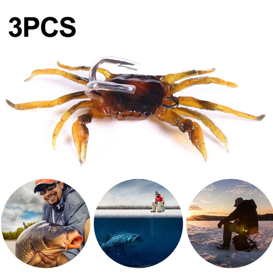 3 leurres souples HENGJIA SO068 en forme de crabe, hameçon anti-accrochage, appât pour pêche sous glace, couleur : gris 10cm 30g