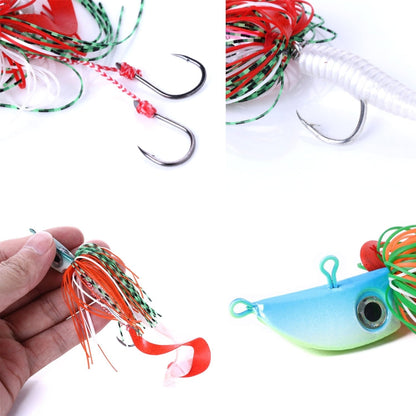 HENGJIA JIG Hameçon plombé tête de poisson à barbichette, Spécification : 80G (N° 1)