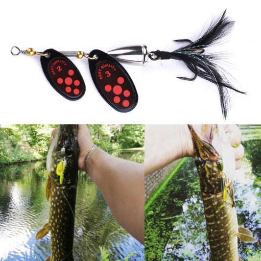 HENGJIA SP304 6,5 cm 13g Plume Crochet Paillettes Rotatives Leurre de Pêche (Noir)
