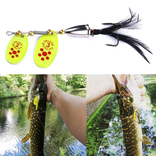 HENGJIA SP304 6,5 cm 13g Plume Crochet Paillettes Rotatives Leurre de Pêche (Jaune)