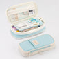 Angoo Macaron Double-layer Retractable Large-capacity Pencil Case Stationery Box (Bleu clair)