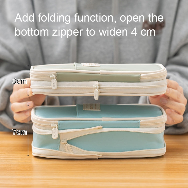 Angoo Macaron Double-layer Retractable Large-capacity Pencil Case Stationery Box (Bleu clair)