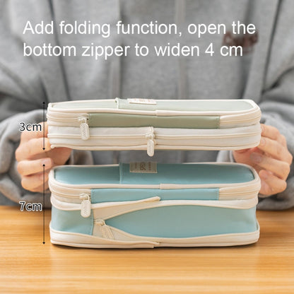 Angoo Macaron Double-layer Retractable Large-capacity Pencil Case Stationery Box (Bleu clair)