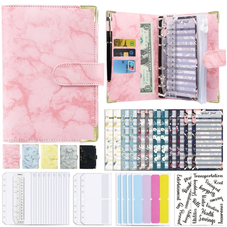 Organiseur Budget A6 en Cuir PU Effet Marbre (Rose)