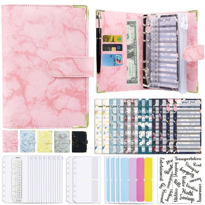 Organiseur Budget A6 en Cuir PU Effet Marbre (Rose)