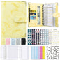 A6 Binder Budget Book Marbled Notebook PU Leather Binder(Yellow)