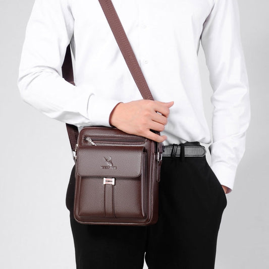 WEIXIER D244 Sac à bandoulière pour homme, grande capacité, style rétro, sac messager (marron)