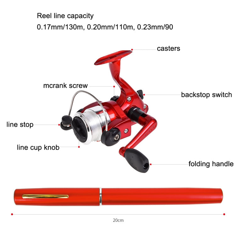 LEO Pen Type Fishing Rod & Spinning Wheel Fishing Reel Portable Pocket Fishing Gear(H8022PU Purple)