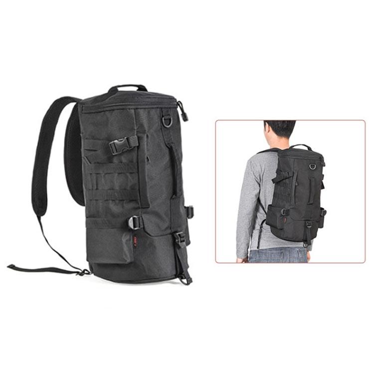 LEO 28085 Cylina Shape Fishing Gear Backpack Fishing Rod Outdoor Shoulder Bag(28085-B Black)