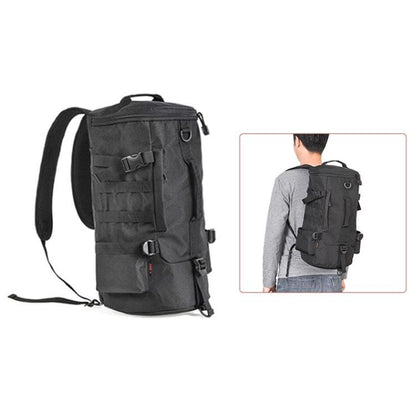 LEO 28085 Cylina Shape Fishing Gear Backpack Fishing Rod Outdoor Shoulder Bag(28085-B Black)