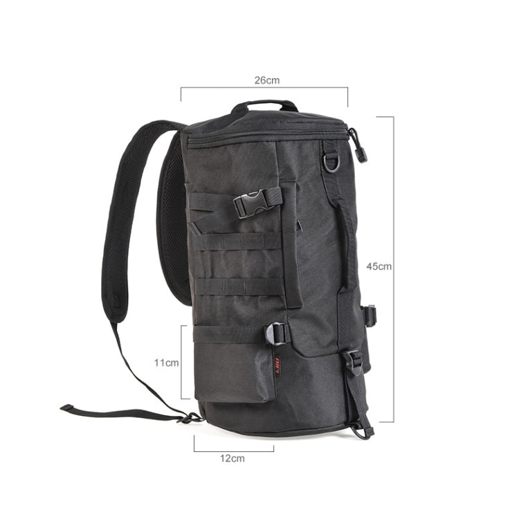 LEO 28085 Cylina Shape Fishing Gear Backpack Fishing Rod Outdoor Shoulder Bag(28085-B Black)