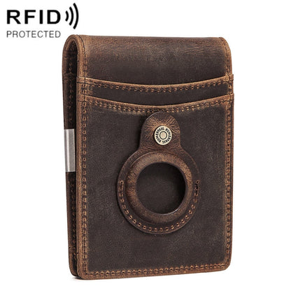 HUMERPAUL BP993 RFID Anti-Theft Brush Pocket Card Bag Suitable For AirTag 2nd Gen / AirTag 1st Gen(Dark Brown)