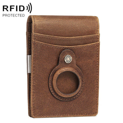 HUMERPAUL BP993 RFID Anti-Theft Brush Pocket Card Bag Suitable For AirTag 2nd Gen / AirTag 1st Gen(Brown)