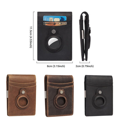 HUMERPAUL BP993 RFID Anti-Theft Brush Pocket Card Bag Suitable For AirTag 2nd Gen / AirTag 1st Gen(Brown)