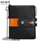 HUMERPAUL BP90 Men Retro Simple Coin Purse Dual Zipper Short RFID Anti-Magnetic Cash Clip(Black)
