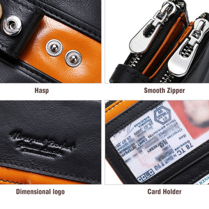 HUMERPAUL BP90 Men Retro Simple Coin Purse Dual Zipper Short RFID Anti-Magnetic Cash Clip(Orange)