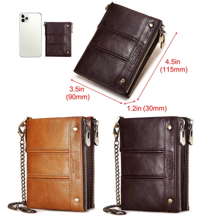 HUMERPAULBP926 Portefeuille Antivol RFID Hommes Porte-Monnaie Double Fermeture Éclair (Marron)
