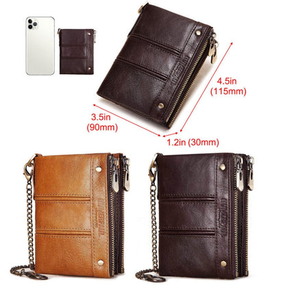 HUMERPAULBP926 Portefeuille Antivol RFID Hommes Porte-Monnaie Double Fermeture Éclair (Marron)