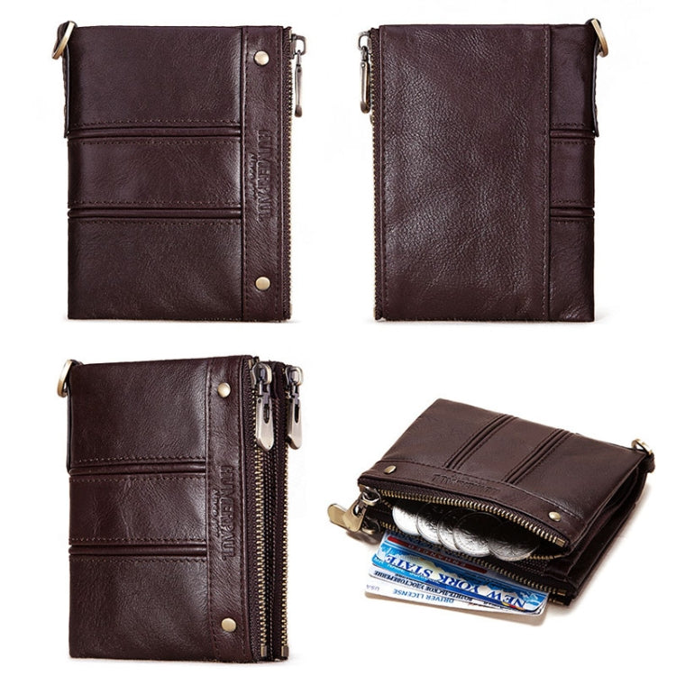 HUMERPAULBP926 Portefeuille Antivol RFID Hommes Porte-Monnaie Double Fermeture Éclair (Marron)