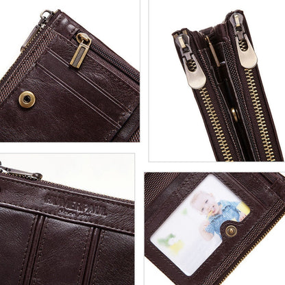 HUMERPAULBP926 Portefeuille Antivol RFID Hommes Porte-Monnaie Double Fermeture Éclair (Marron)