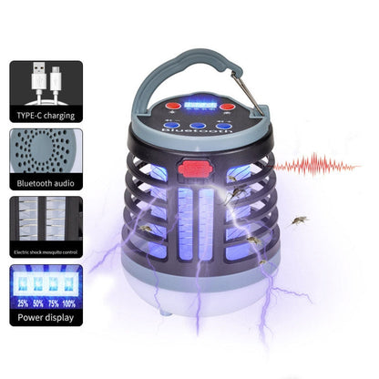 Moustiquaire Bluetooth avec haut-parleur, chargement USB et éclairage (W881 Noir)