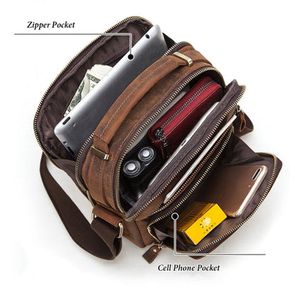 HUMERPAUL MH573 Men Shoulder Bag Leather Messengers Bag(Brown)
