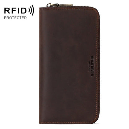 HUMERPAUL BP816 RFID Anti-Magnetic Men Long Wallet Business Retro Multi-Card Solt Handbag(Brown)
