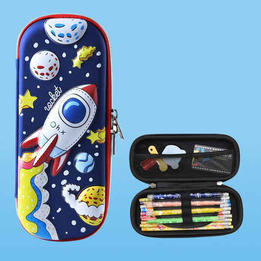 Trousse à crayons multicompartiments 3D Uime EVA, boîte à papeterie, fournitures scolaires pour enfants (fusée)