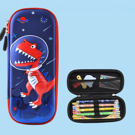 Trousse à crayons Uime EVA 3D multi-compartiments, boîte à papeterie, fournitures scolaires pour enfants (Dinosaure rouge)