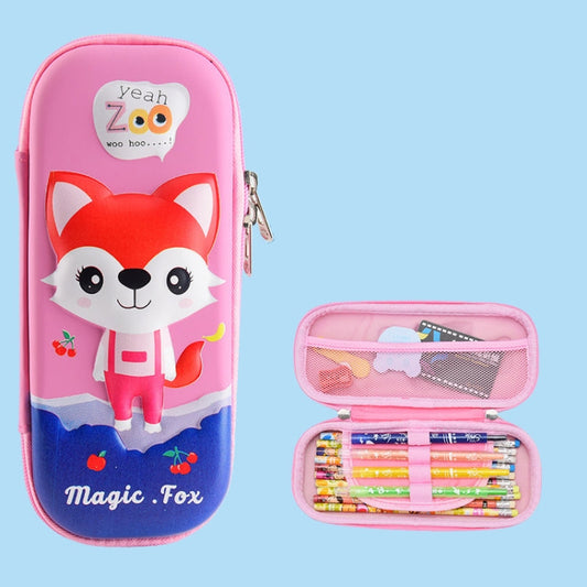 Uime EVA 3D Trousse à Crayons Multi-compartiments Boîte à Papeterie Fournitures Scolaires pour Enfants (Petit Renard)