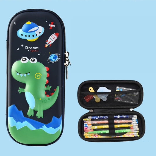 Trousse à crayons Uime EVA 3D multi-compartiments, boîte à papeterie, fournitures scolaires pour enfants (Dinosaure d'aventure)
