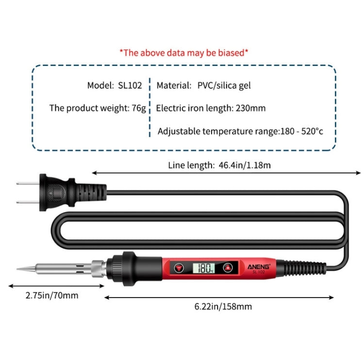 ANENG SL102 17pcs/set Digital Thermostat Household Constant Temperature Soldering Iron Set 60W Internal Heat Welding Tool Kit(US Plug)