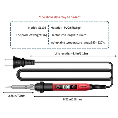 ANENG SL102 17pcs/set Digital Thermostat Household Constant Temperature Soldering Iron Set 60W Internal Heat Welding Tool Kit(US Plug)