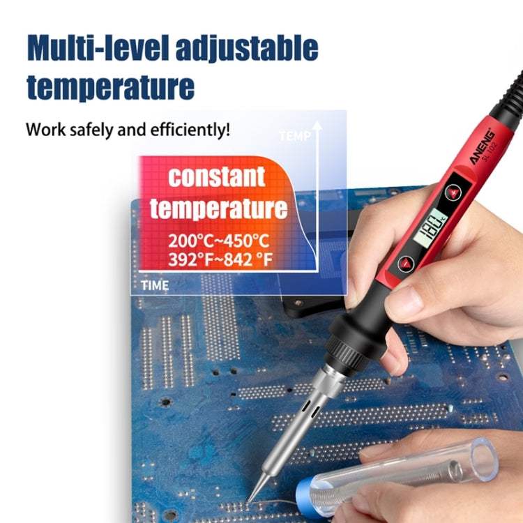 ANENG SL102 17pcs/set Digital Thermostat Household Constant Temperature Soldering Iron Set 60W Internal Heat Welding Tool Kit(US Plug)