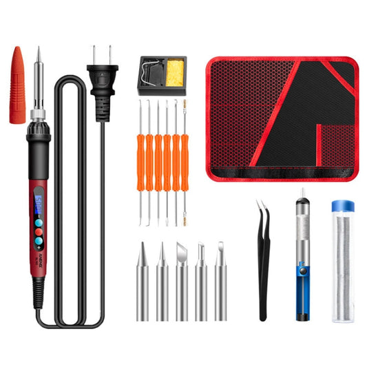 Kit de fer à souder intelligent à température constante ANENG SL103 18 pièces/ensemble avec affichage numérique et réglage de la température, 60W, outil de soudage à chauffage interne (prise US)