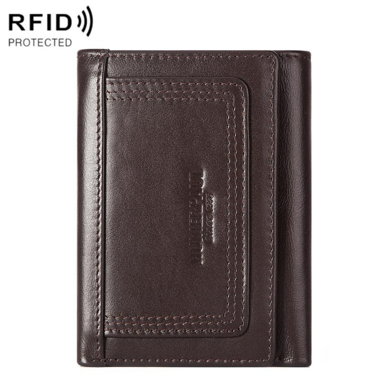 HUMERPAUL BP992 RFID Anti-Magnétique Multi-Positions Porte-Monnaie Zippé en Cuir pour Homme (Marron Foncé)