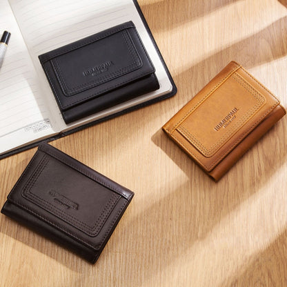 HUMERPAUL BP992 RFID Anti-Magnétique Multi-Positions Porte-Monnaie Zippé en Cuir pour Homme (Marron Foncé)