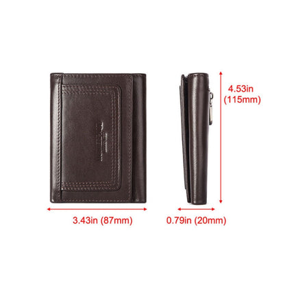 HUMERPAUL BP992 RFID Anti-Magnétique Multi-Positions Porte-Monnaie Zippé en Cuir pour Homme (Marron Foncé)