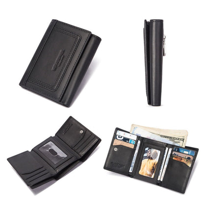HUMERPAUL BP992 RFID Anti-Magnétique Multi-Positions Porte-Monnaie Zippé en Cuir pour Homme (Marron Foncé)