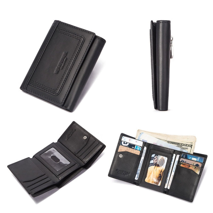 HUMERPAUL BP992 RFID Anti-Magnetic Multi-Card Position Zipper Coin Purse Leather Men Wallet(Brown)