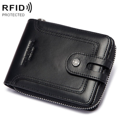HUMERPAUL BP948-s Portefeuille court pour homme en cuir, avec protection RFID et porte-monnaie (noir)