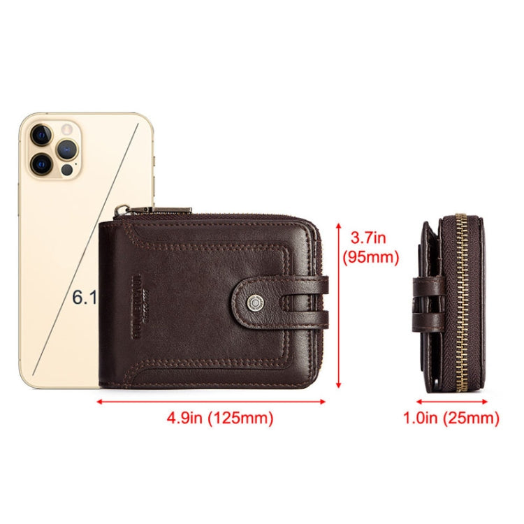 HUMERPAUL BP948-s Portefeuille court pour homme en cuir, avec protection RFID et porte-monnaie (noir)