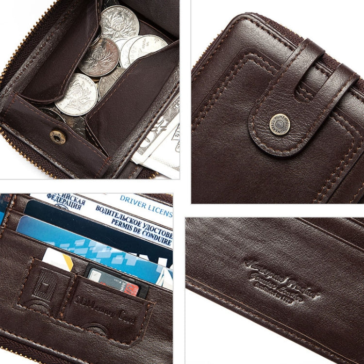 HUMERPAUL BP948-s Portefeuille court pour homme en cuir, avec protection RFID et porte-monnaie (noir)