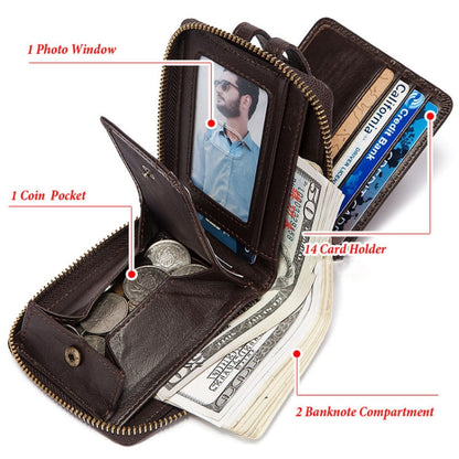 HUMERPAUL BP948-s Portefeuille court pour homme en cuir, avec protection RFID et porte-monnaie (noir)