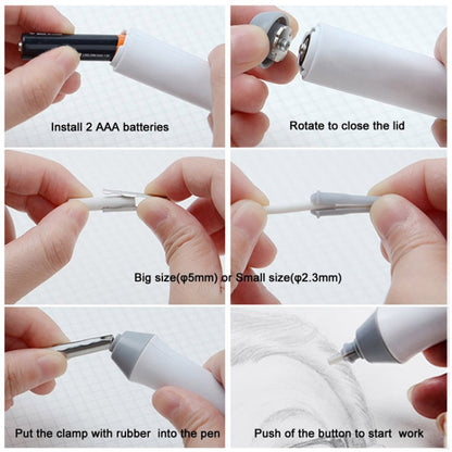 Tenwin 8302 Adjustable Electric Eraser With Rubber Refills For Sketch Drawing Erasing(White)