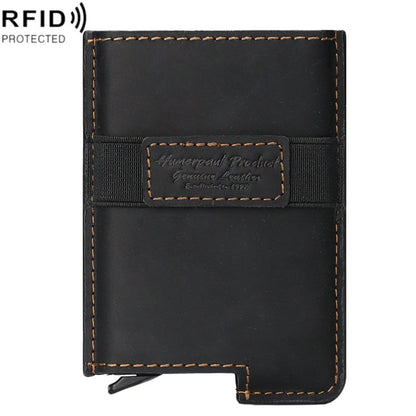HUMERPAUL BP977 RFID Anti-Theft Card Box Leather Automatic Credit Card Set(Black)