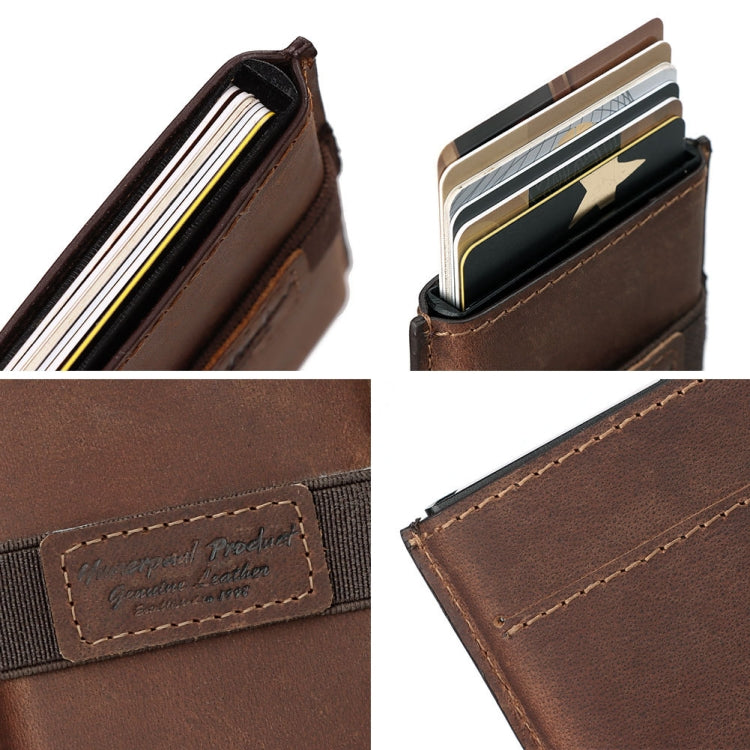 HUMERPAUL BP977 RFID Anti-Theft Card Box Leather Automatic Credit Card Set(Black)