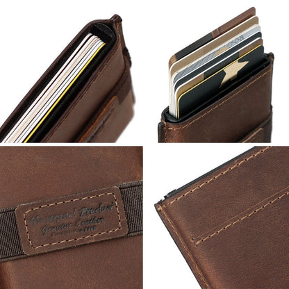 HUMERPAUL BP977 RFID Anti-Theft Card Box Leather Automatic Credit Card Set(Black)