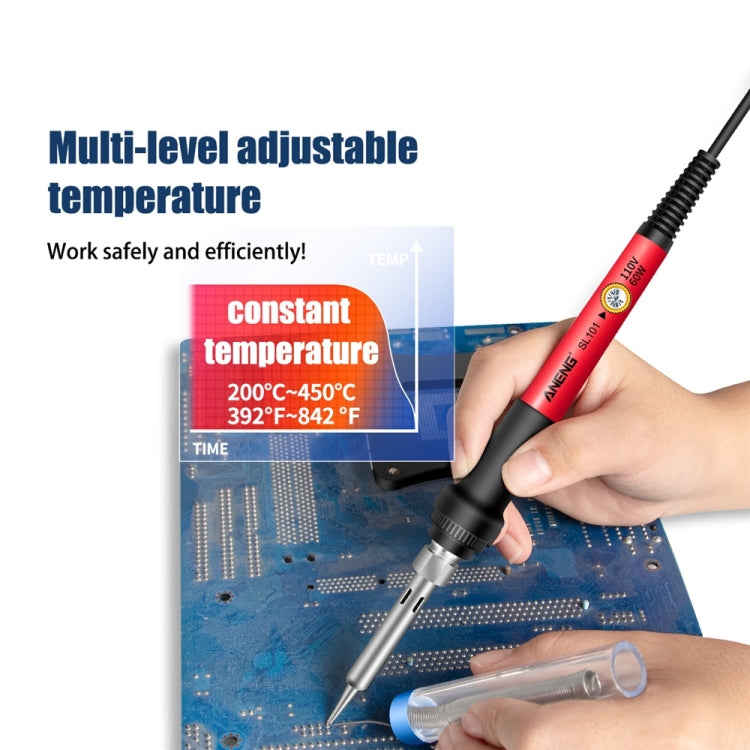 ANENG SL101 24pcs/set Rotary Thermostat Household Constant Temperature Soldering Iron Set 60W Internal Heat Welding Tool Kit(EU Plug)